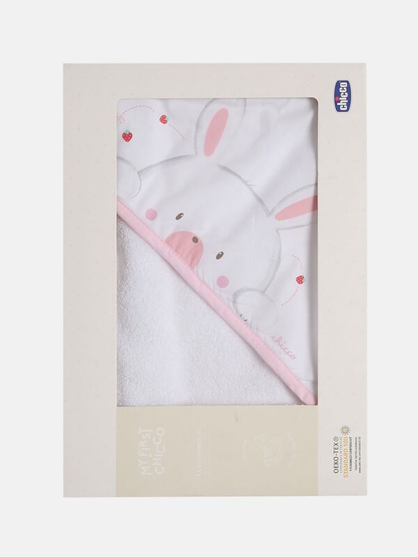 White and Pink Terry Towel With Hood image number 5